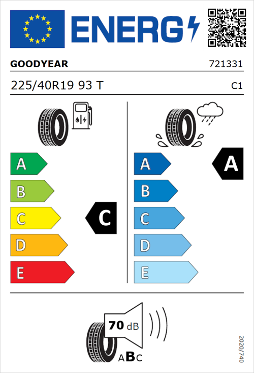 Tyre Label for Goodyear Eagle F1 Asymmetric 6 225/40R19 93T
